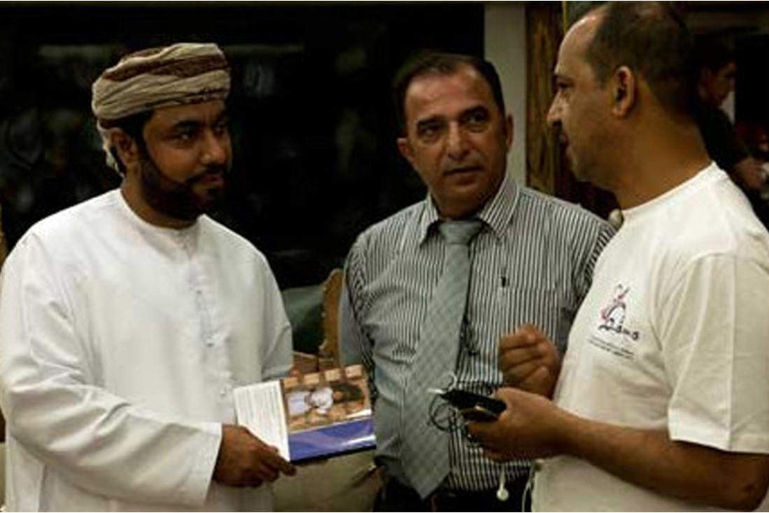 From left, Yaqoob Bin Karam and Jamal Al Safar with Ali
