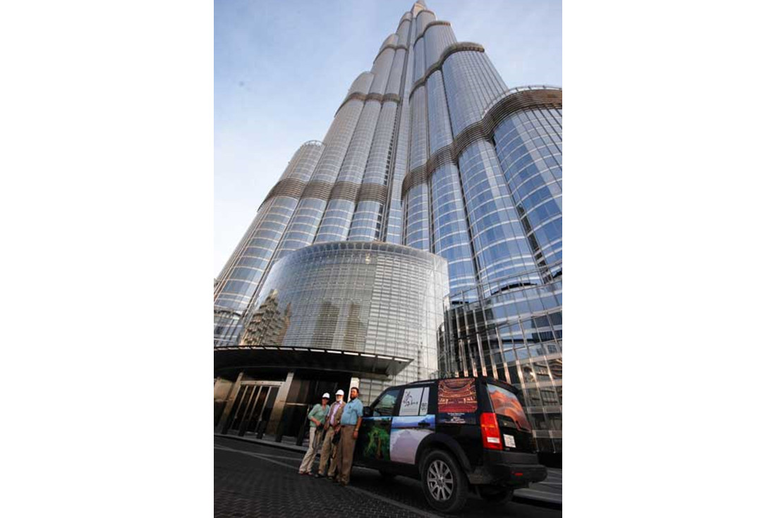 Outside the Burj Khalifa in Dubai 