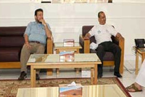 Governor Ebrahim Al Busaidi greets the team