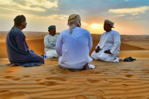 Hamdan and friends enjoying the sunset at Arabian Oryx camp 